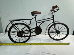 Large 19″ L Collectible Wooden & Wrought Iron Bicycle Model Black Vtg WORKS!
