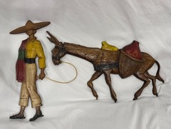 Rare! Large Vintage 1970 Sexton Usa Man Donkey Burro Metal Art Wall Hanging