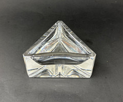 Vtg ATLANTIS Portugal Full Lead Crystal Triangle Trinket /Candy Dish MCM Style
