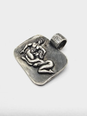 Ancient Roman Erotic Silver Pendant Classical Reclining Scene Relief Artifact