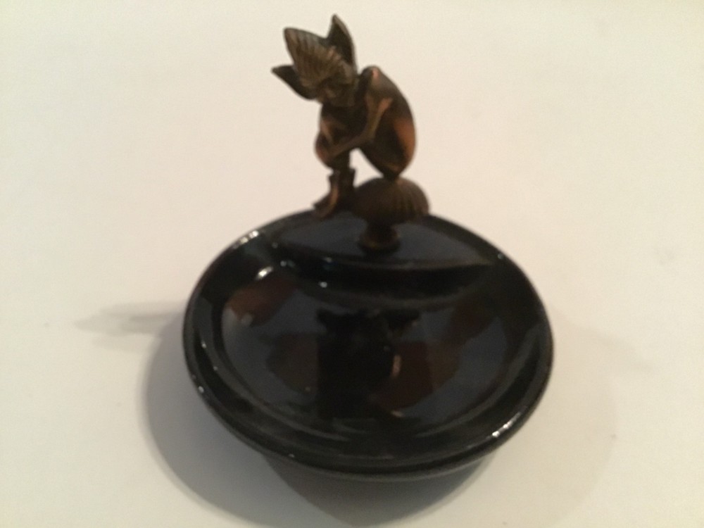 Vintage Wade Irish Porcelain Elf Sitting on a mushroom Trinket/Pin Tray