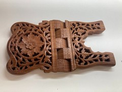 Vintage Ornate Carved Wood Folding Cookbook Holder Bible Book Display Stand