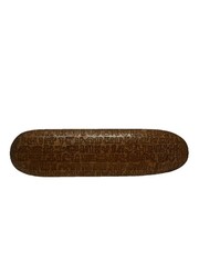 VTG Rongorongo Oval Tablet Easter Island Original Wood Carved Glyphs Display