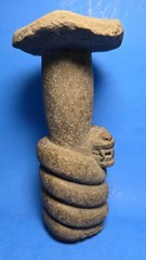 PRE-COLUMBIAN MIXTEC BASALT QUETZALCOATL SERPENT GOD ENTWINED WITH MUSHROOM FIGU