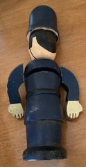 Vintage English Police Bobby Wooden Bank Bobble Head Handpainted Japan 11”