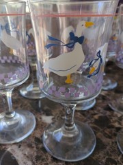 AUNT RHODY GOOSE STEM GLASSES 10 oz. VINTAGE Set of 5 EXCELLENT CONDITION