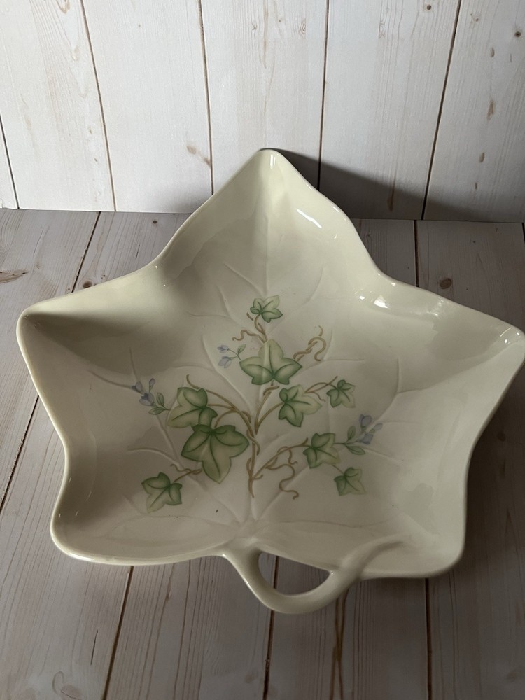 Belleek Ireland Classic Ivy Leaf Shaped Dish 9”