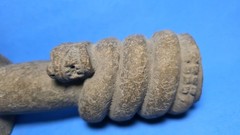PRE-COLUMBIAN MIXTEC BASALT QUETZALCOATL SERPENT GOD ENTWINED WITH MUSHROOM FIGU