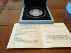 2018 Wedgwood Blue Jasperware 5 Pound Coin The Three Graces Ltd Ed 449 COA Box
