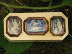WEDGWOOD XRARE 1790 TOOTHPICK CASE & 3 JASPER MEDALLIONS CUT STEEL BEDS/GOLD