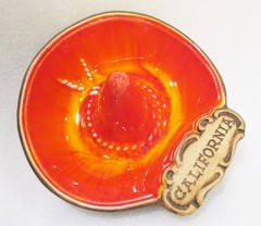 TREASURE CRAFT Orange Lava Glaze Sombrero Hat California Made in USA