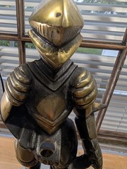 Medieval Knight Cast Metal Decor VTG Japan