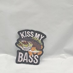 Kiss My Bass Fishing Patch Set of 2 Embroidered Iron On Funny Novelty Angler