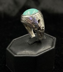 Afghan Sterling Silver Old Vintage Central Asia Ring With Natural Turquoise Ston