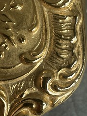 Gold Plated Ornate Floral & Scrolls Design 8″ Brush w/ White Bristles