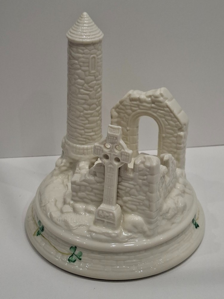 Belleek Devenish Round Tower Centrepiece ~ Millennium 2000 Collection Pristine