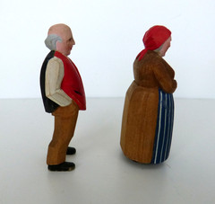 Vintage Pair of Hand Carved Hand Painted Swiss Couple Alpine Wyss?