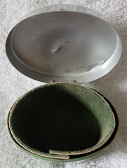Vintage Green & Black Art Deco Footed Trinket Box W/ Dogs & Felt Insert