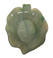 Slag Glass Akro Agate Vintage Green Leaf Trinket Soap Dish