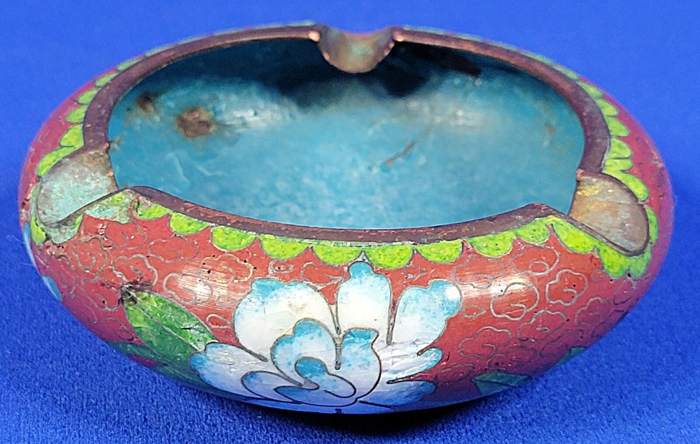 Cloisonné Enamel on Brass Ashtray