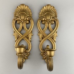 Vintage Homco Gold Plastic Wall Shelf Wall Sconce Candle Holders Birds Lot of 5