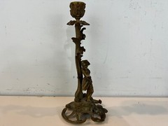 Antique Gilt Metal Figural Candlestick Cavalier Man Decorations