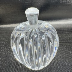 Heavy Clear Lead Crystal Cut Glass Apple Fruit Art Glass Figurine Paperweight