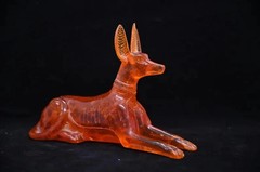 Rare Ancient Egyptian Antique Statue God Anubis Afterlife Amber Stone Egypt BC