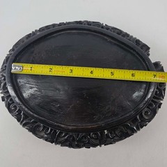 Vintage oval wood plant stand statue display lamp base pedestal Riser