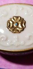 Vintage Lenox Off White Porcelain With Gold Trim Covered Trinket Box Made In USA