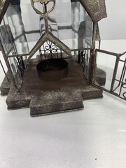 Cathedral Lantern Beveled Glass Rustic Metal Tea Light, Gothic Or Fairy House