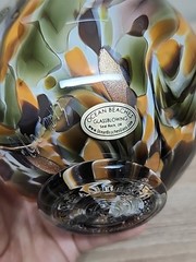 5″ Brown Orange Hand Blown Art Ocean Glass Oregon Float Coast 2013 Signed Meyer