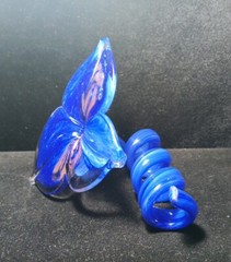 Murano Flower Hand Blown Art Glass Cobalt Blue With Twisted Stem 5.25x6H x5.5″