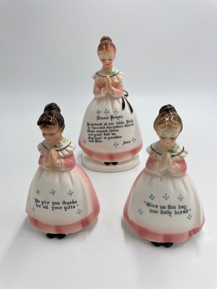 3 Piece Pink Enesco Vintage Mother in Kitchen Prayer Napkin Holder Salt Pepper