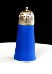 Staffordshire England Cobalt Blue Jasperware 5 1/2″ Sugar Muffineer 1890-1920