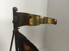 MCM Vtg Demott Brass Metal on Stone Base Sailboat Sculptures Set of 2 Signed