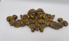 Pair of Antique gold wall pediments ft neoclassical cherubs – French