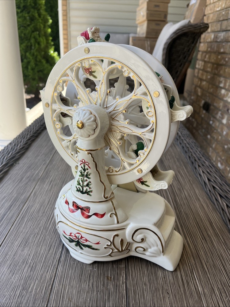 2001 Avon Vintage Porcelain Holiday Classic Wind Up Musical Ferris Wheel