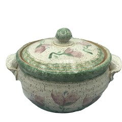 Original Parsley Stoneware Pottery Magnolia￼Covered Baking Dish