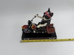 Danbury Mint Bad to the Bone Dog Riding Motorcycle Boston Terrier Rare