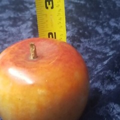 Antique Italian? Alabaster Stone Fruit Marble Red Yellow Apple Great Wood Stem