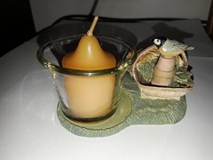 RARE MARJOLEIN BASTIN VOTIVE CANDLE HOLDER SUNFLOWERS BASKET CHICKADEE POTS