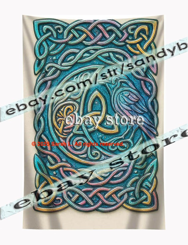 Endless Knot Celtic Tapestry 3D relief look Wall Art spiritual decor 59X82 in