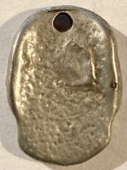 GRINNING SKULL W/ SCAR ON FOREHEAD RARE VINT 80S METAL PENDANT BIKERS/PUNK ROCK