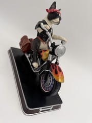 Danbury Mint Bad to the Bone Dog Riding Motorcycle Boston Terrier Rare