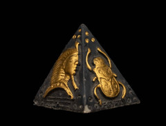 Authentic Ancient Egyptian Gilded Steatite Pyramid Figurine Scarab & Queen BC