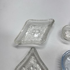 VTG Indiana Glass Lot Card Suit Trinket Dishes Clover Diamond Heart Etc