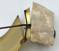 Vintage DeMott Signed Brass Sail Boat Sculpture w/ Onyx Base Nautical, Orig. Tag