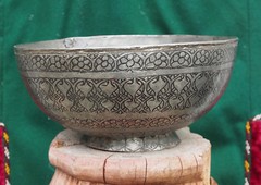 Antique islamic Tinned Copper Bowl 19th Afghanistan antik schale schüssel No:14