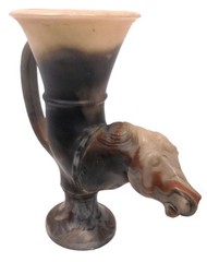 RARE Ancient Style Horse Head Libation Vessel Rhyton Drinking Cup Horns Pls Read